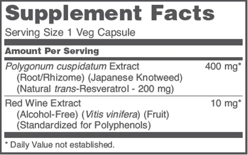 Product image for Resveratrol 200mg.