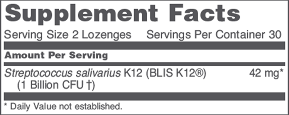 Product image for E.N.T. Biotic BLIS K12 probiotic.
