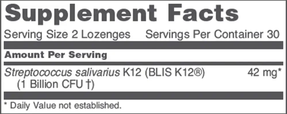 Product image for E.N.T. Biotic BLIS K12 probiotic.