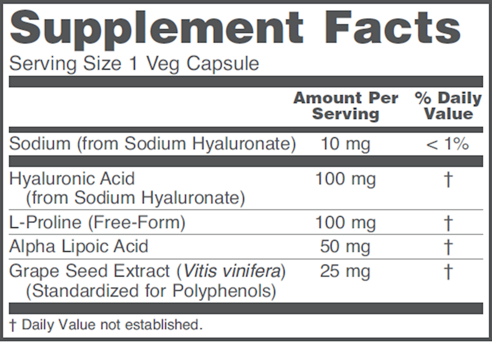 Product image for Hyaluronic Acid 100mg with Co-factors.