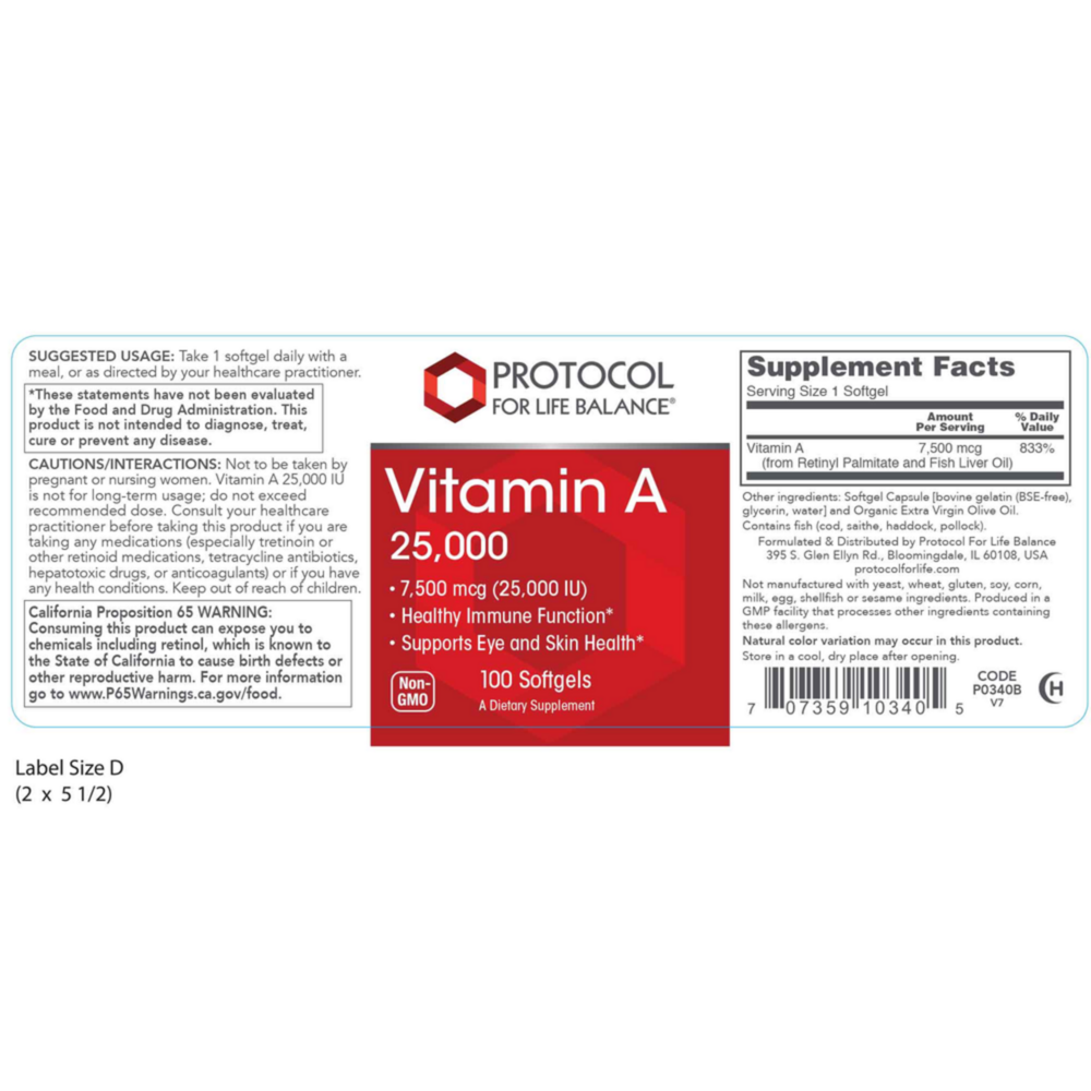 Product image for Vitamin A 25,000 IU.