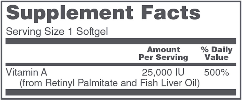 Product image for Vitamin A 25,000 IU.