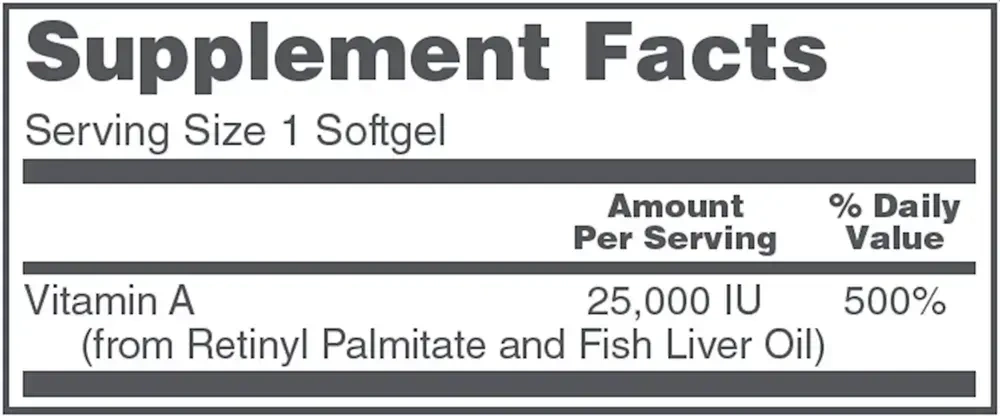 Product image for Vitamin A 25,000 IU.