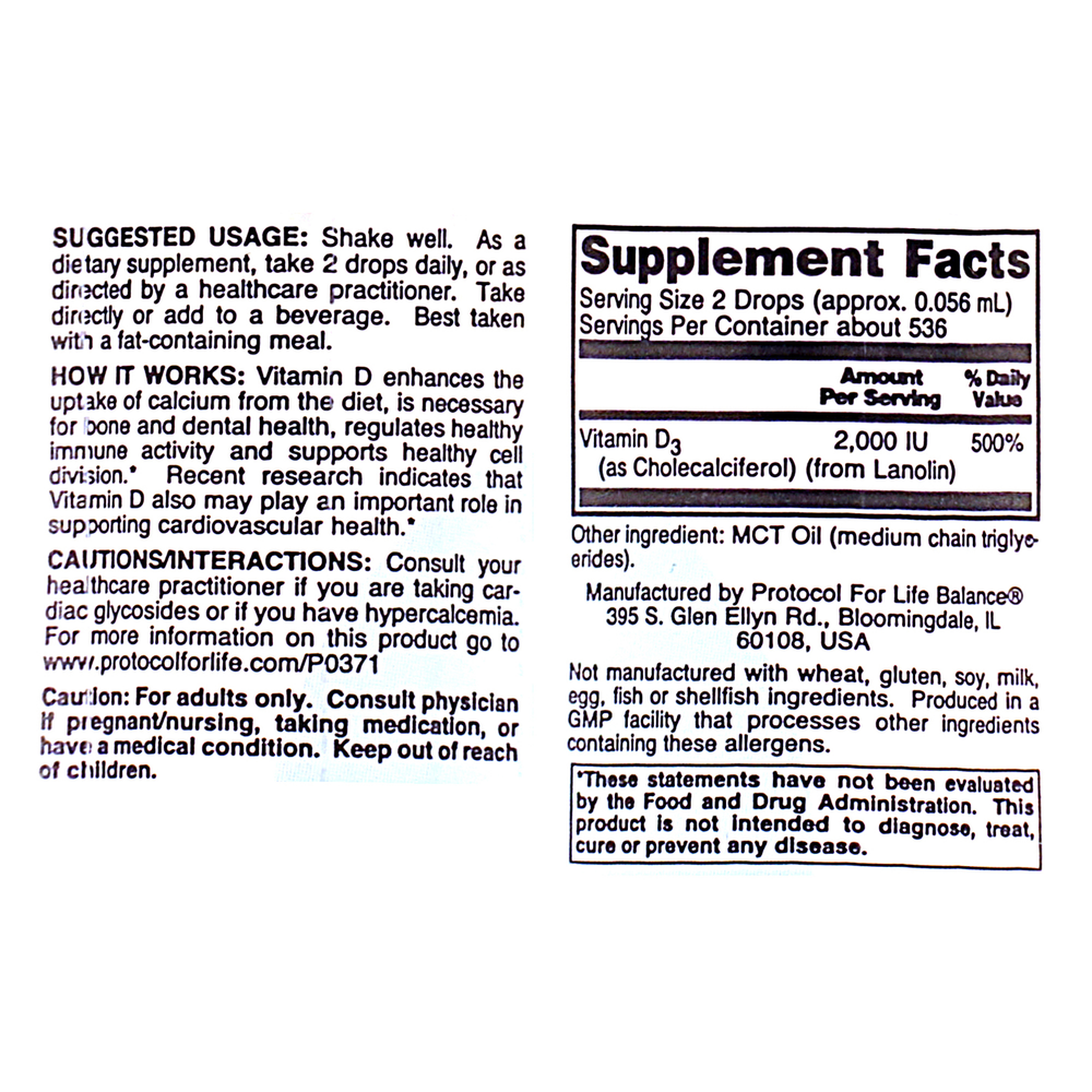 Product image for Vitamin D3 2,000IU.