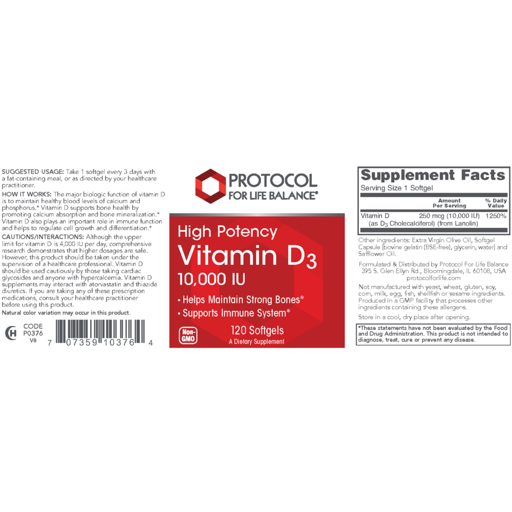 Product image for Vitamin D3 10,000IU.