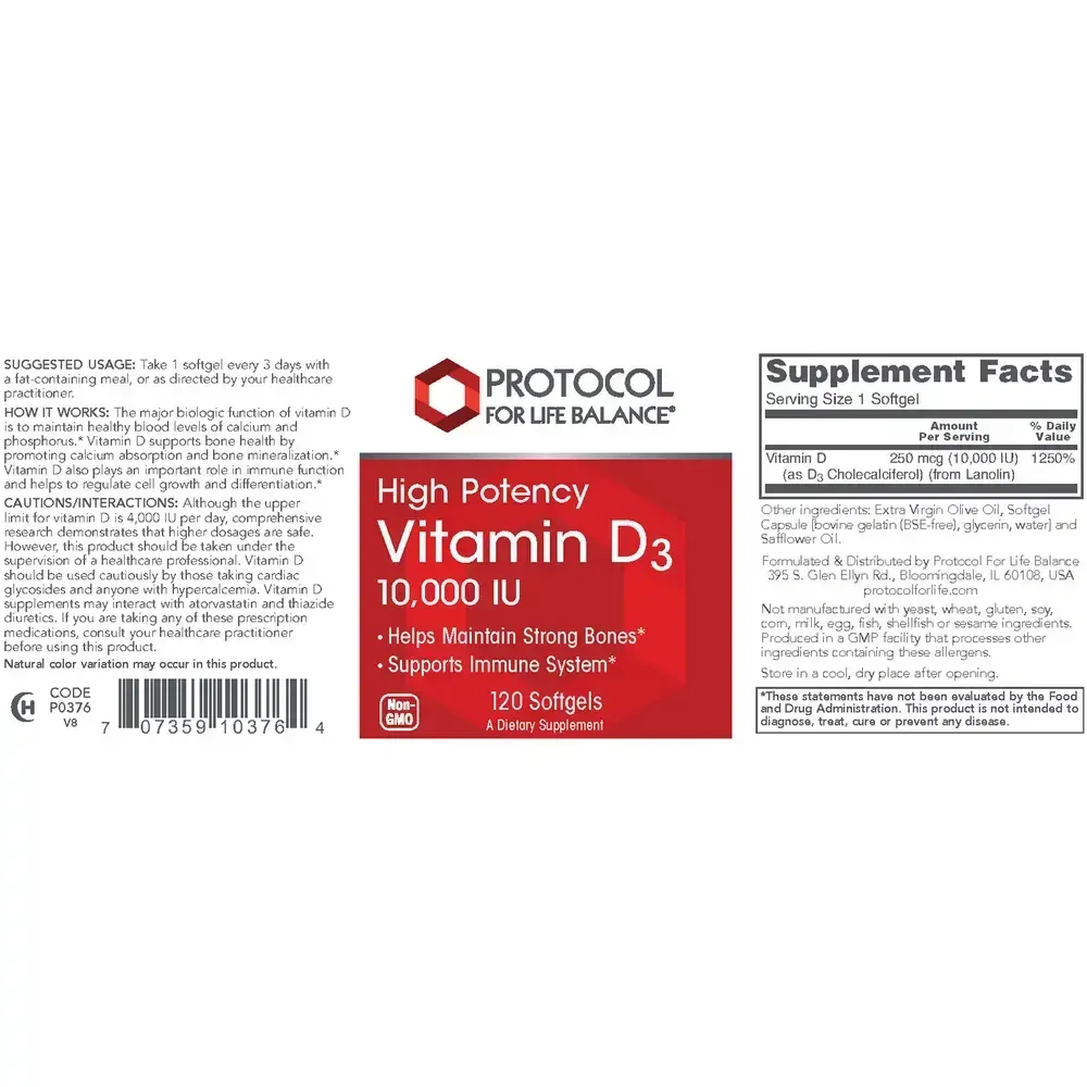 Product image for Vitamin D3 10,000IU.