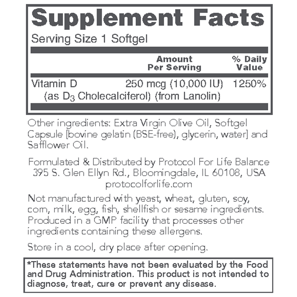 Product image for Vitamin D3 10,000IU.