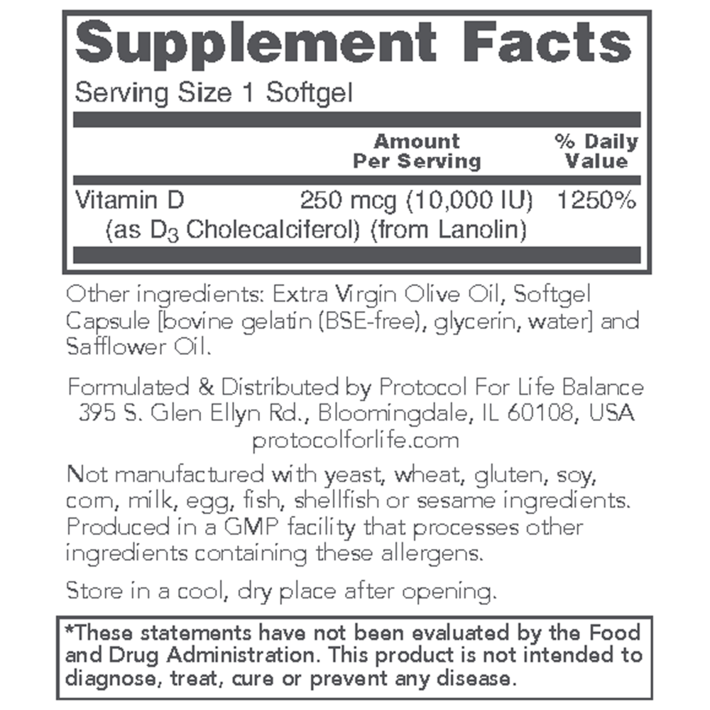 Product image for Vitamin D3 10,000IU.