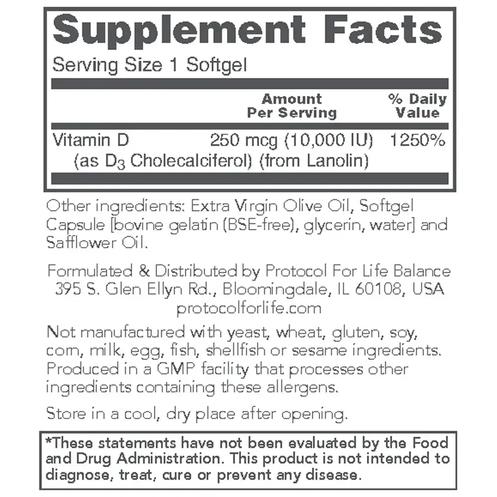 Product image for Vitamin D3 10,000IU.