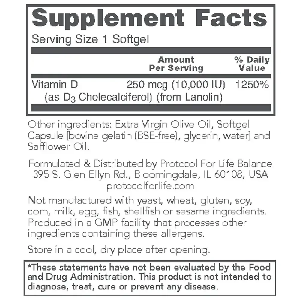 Product image for Vitamin D3 10,000IU.