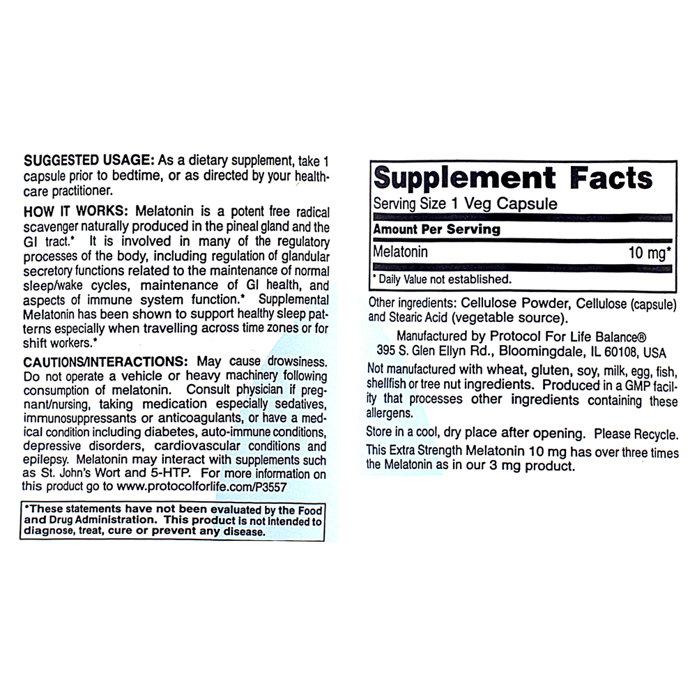 Product image for Melatonin 10mg Extra Strength.