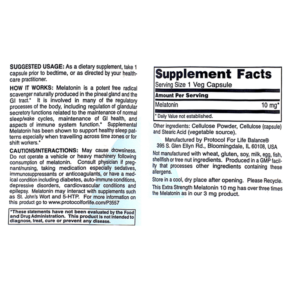 Product image for Melatonin 10mg Extra Strength.