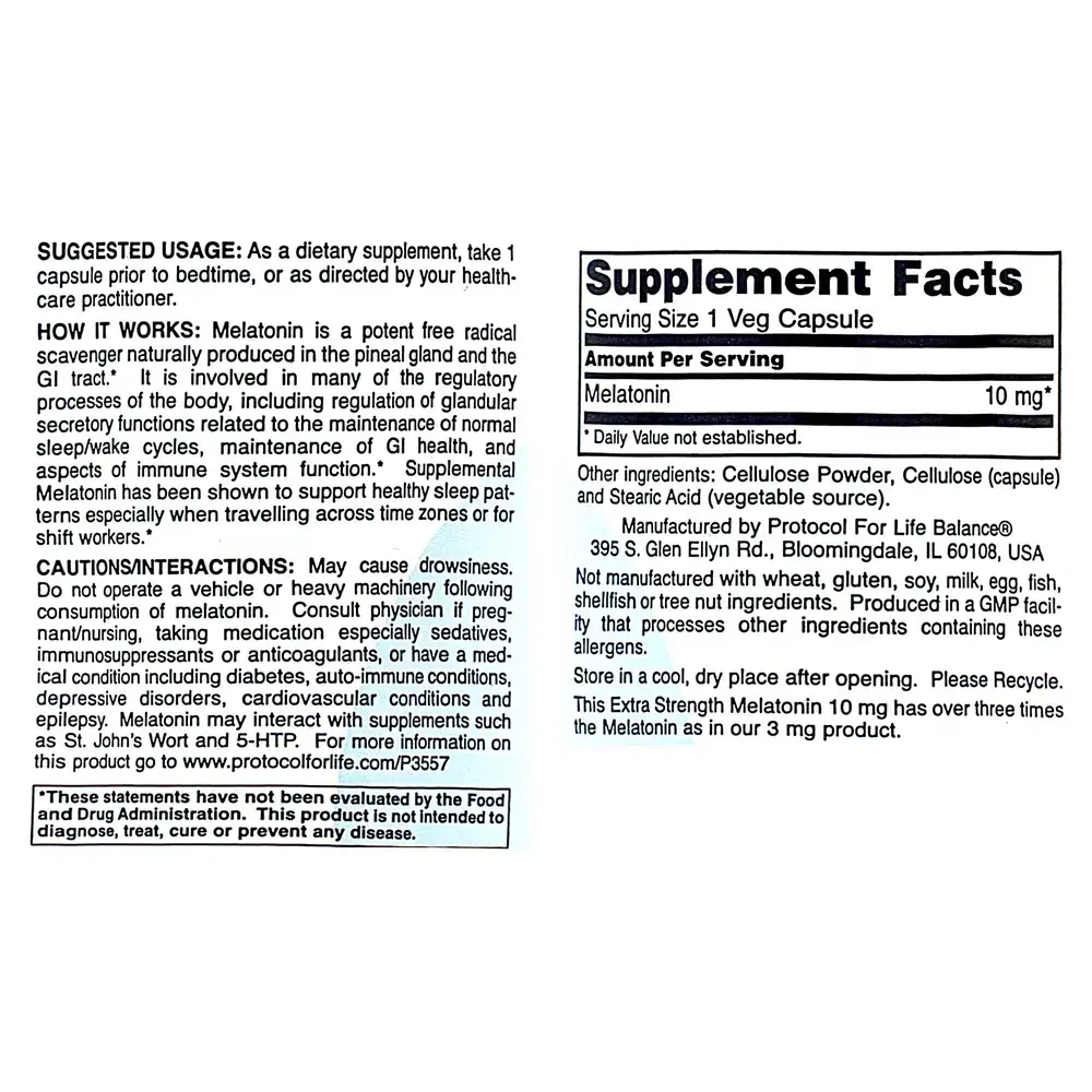 Product image for Melatonin 10mg Extra Strength.