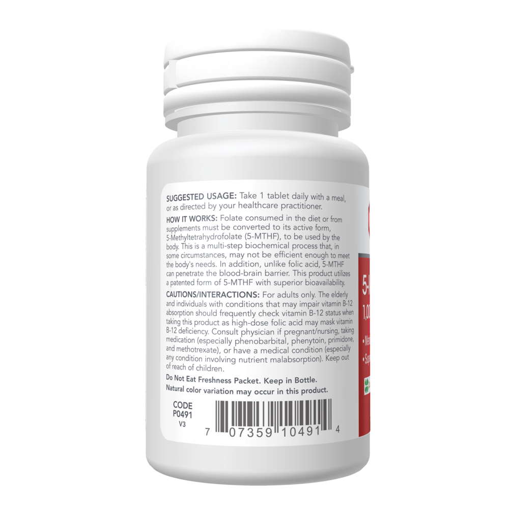 Product image for 5-Methyl Folate 1,000mcg.