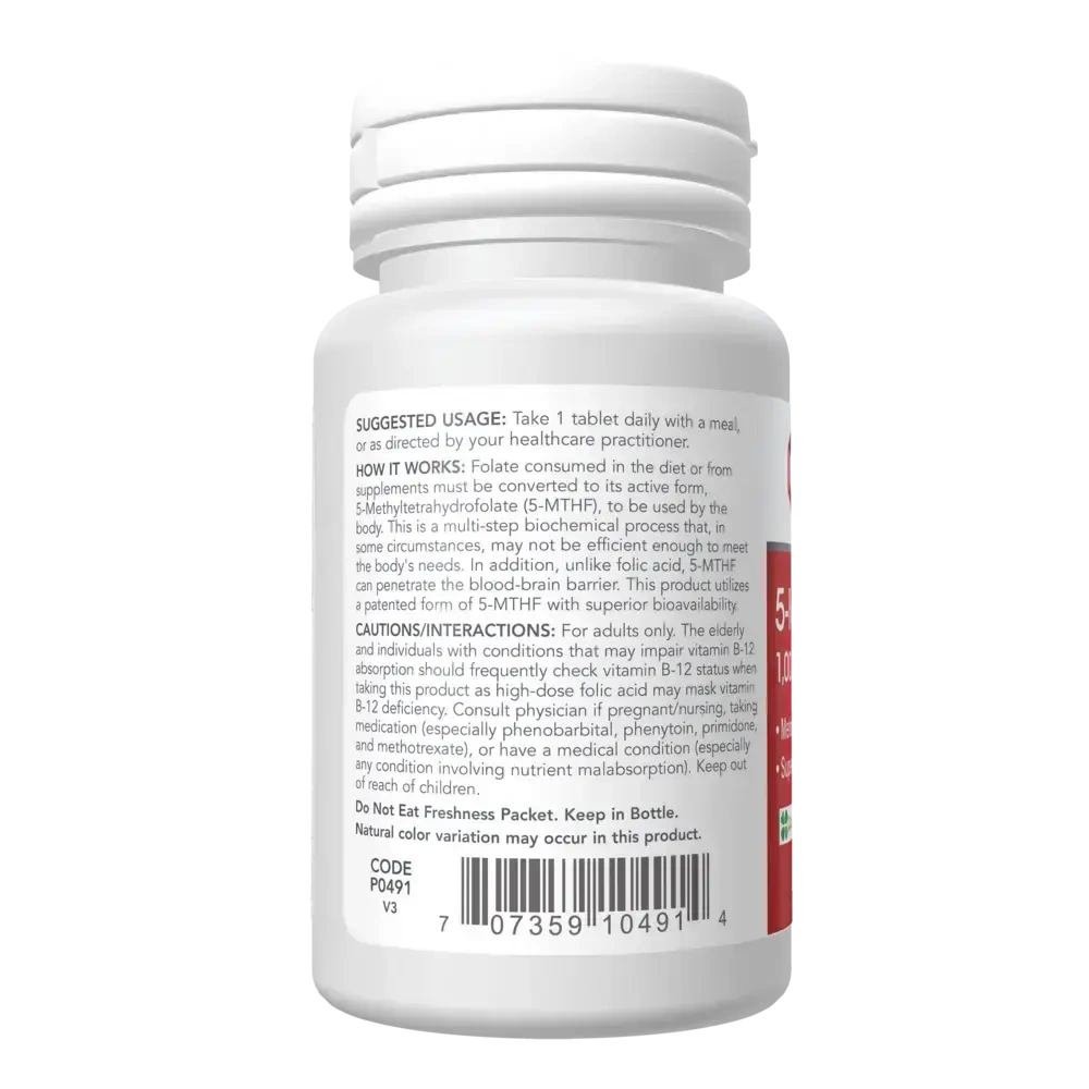 Product image for 5-Methyl Folate 1,000mcg.