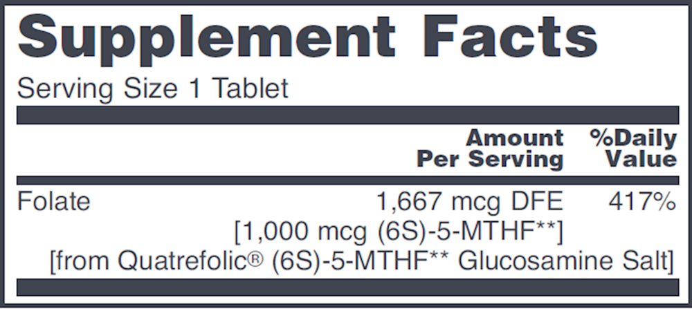 Product image for 5-Methyl Folate 1,000mcg.