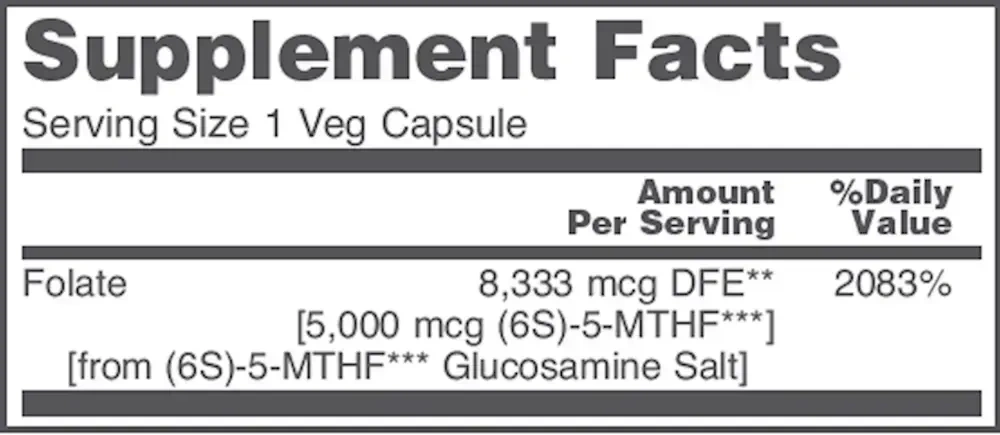 Product image for 5-Methyl Folate 5000mcg.
