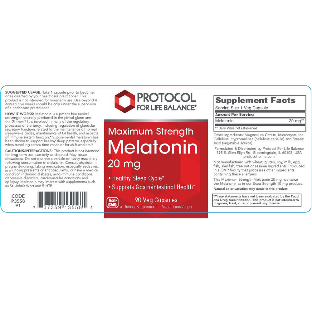 Product image for Melatonin Maximum Strength 20 mg.