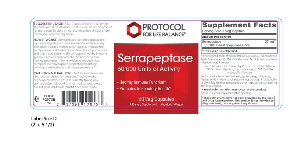 Product image for Serrapeptase 60,000 Units of Activity.