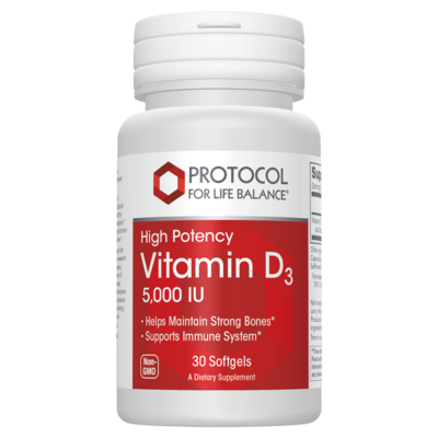 Vitamin D3 (High Potency) 125 mcg (5,000 IU) 30 Softgels