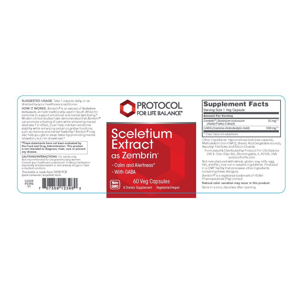 Product image for Sceletium Extract as Zembrin® 25 mg.