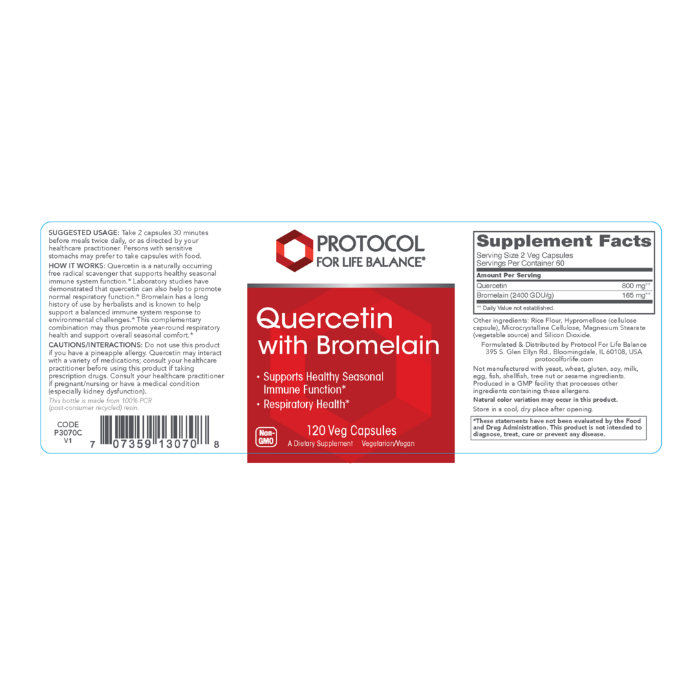 Product image for Quercetin with Bromelain.