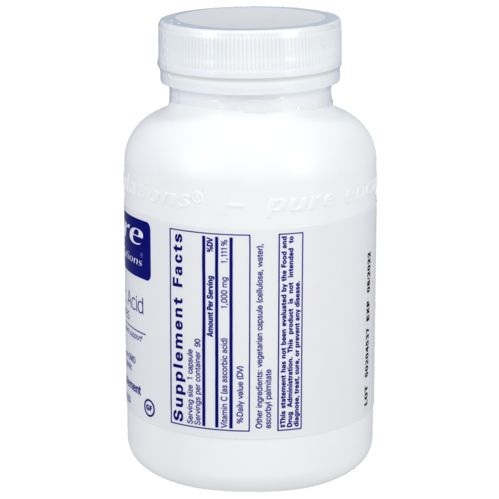 Product image for Ascorbic Acid capsules.