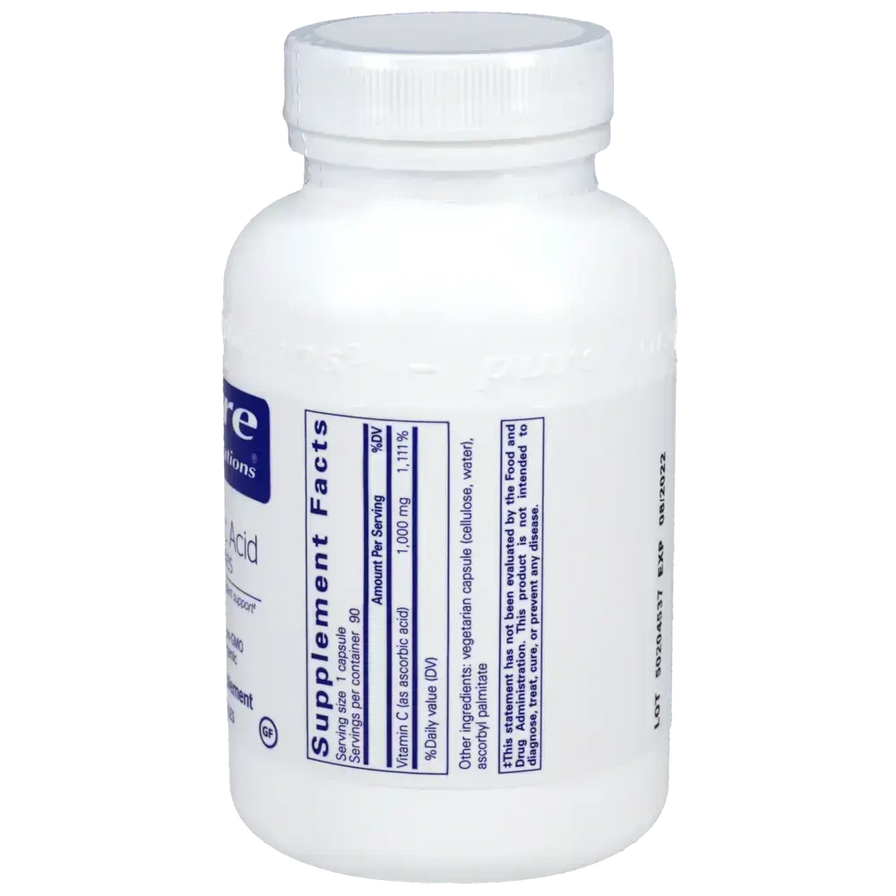 Product image for Ascorbic Acid capsules.