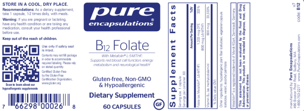 Product image for B12 Folate.