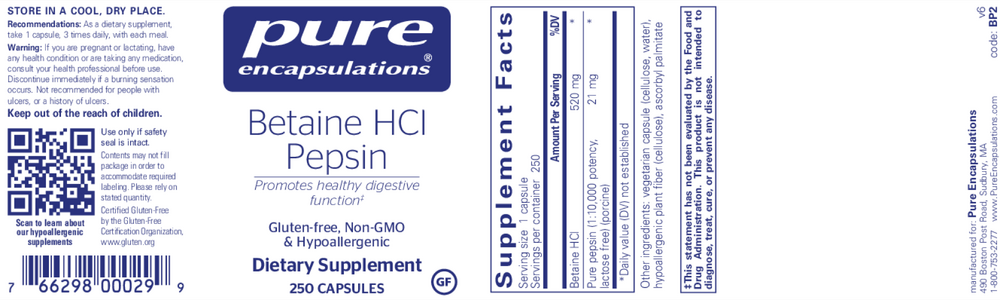 Product image for Betaine Hcl Pepsin.