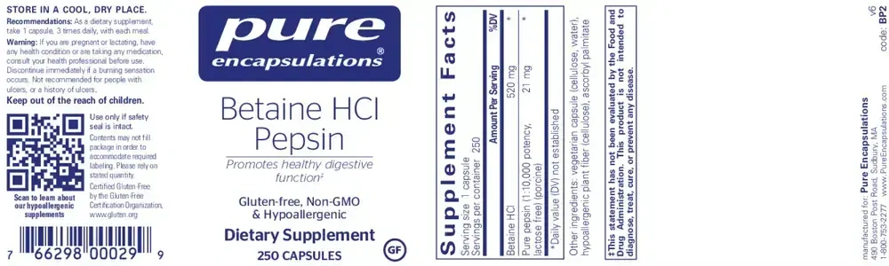 Product image for Betaine Hcl Pepsin.
