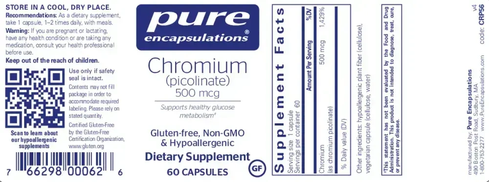 Product image for Chromium (Picolinate) 500mcg.