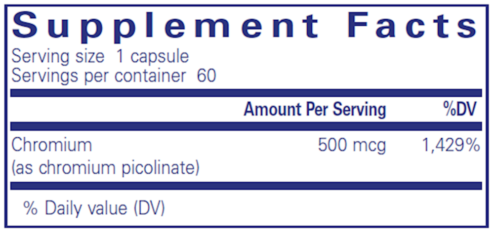 Product image for Chromium (Picolinate) 500mcg.