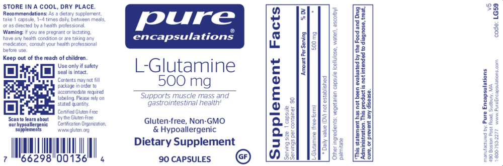 Product image for L-Glutamine 500mg.