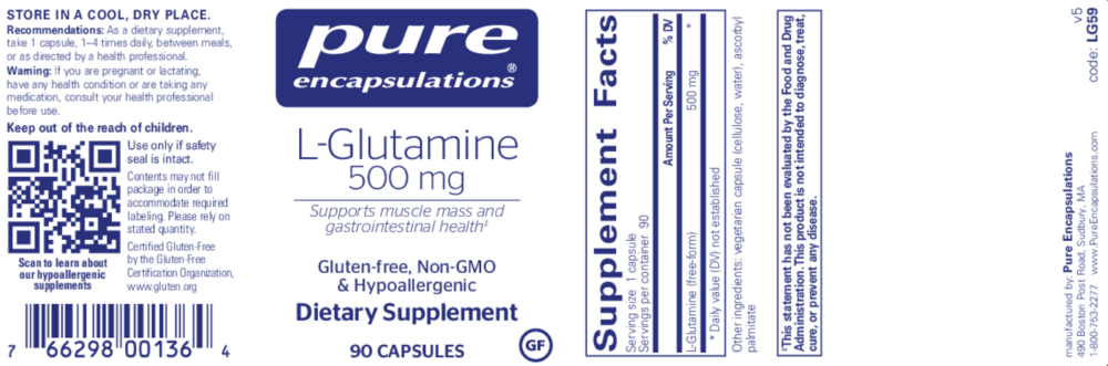 Product image for L-Glutamine 500mg.