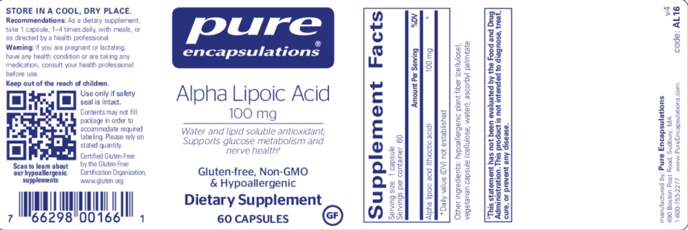 Product image for Alpha Lipoic Acid 100mg.