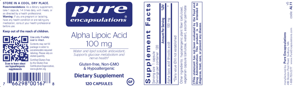 Product image for Alpha Lipoic Acid 100mg.