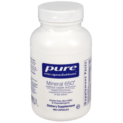 Mineral 650 W/O Cu &Fe 180 capsules