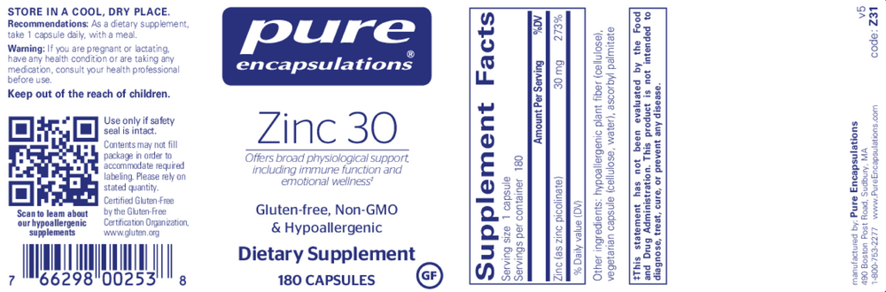 Product image for Zinc 30.