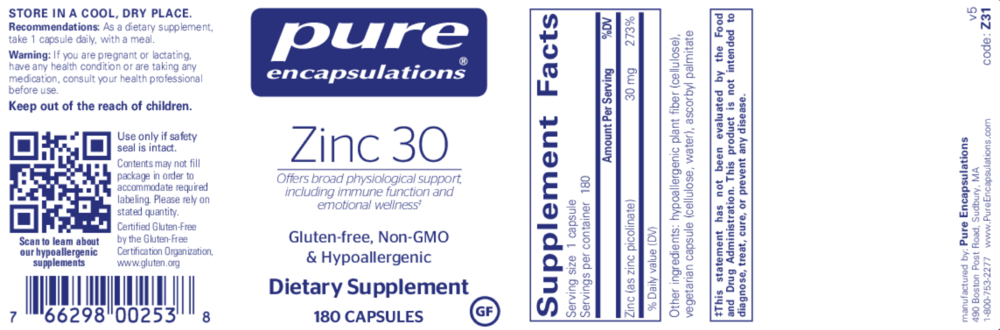 Product image for Zinc 30.