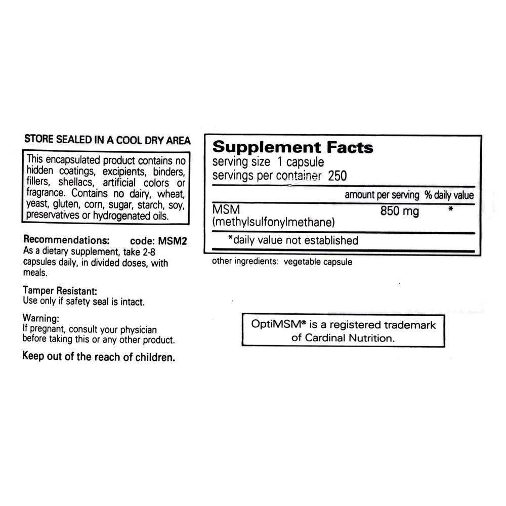 Product image for MSM Capsules.