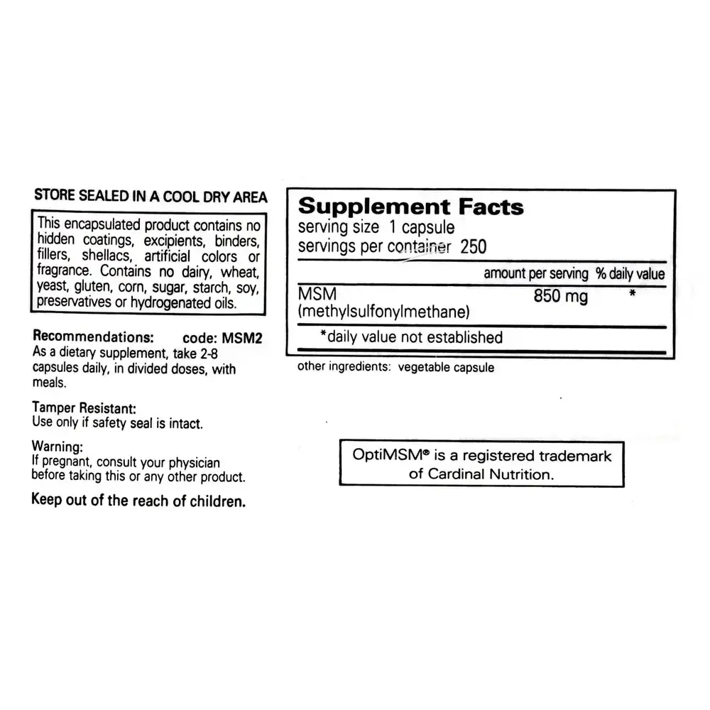 Product image for MSM Capsules.