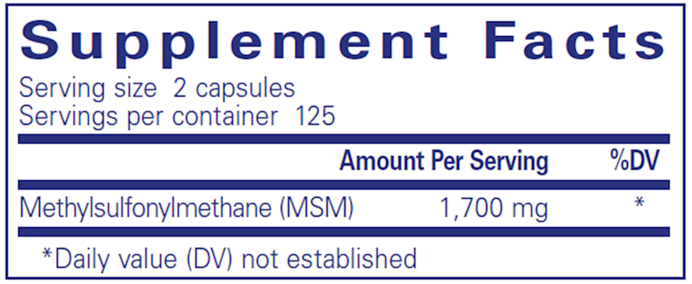 Product image for MSM Capsules.