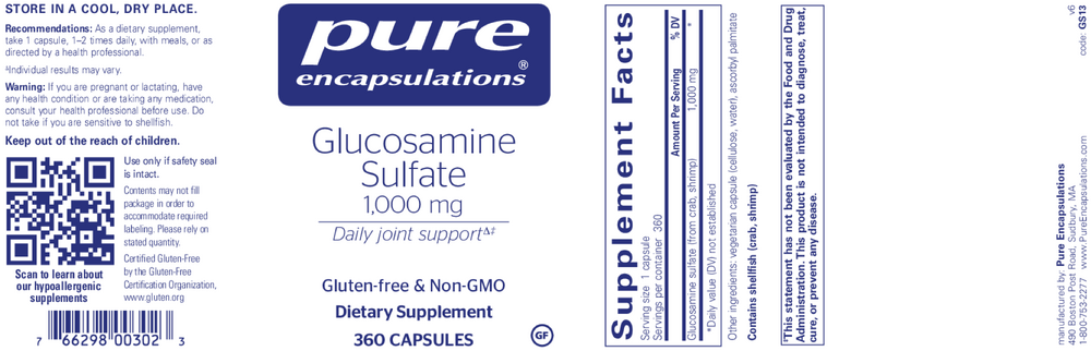 Product image for Glucosamine Sulfate 1,000mg.