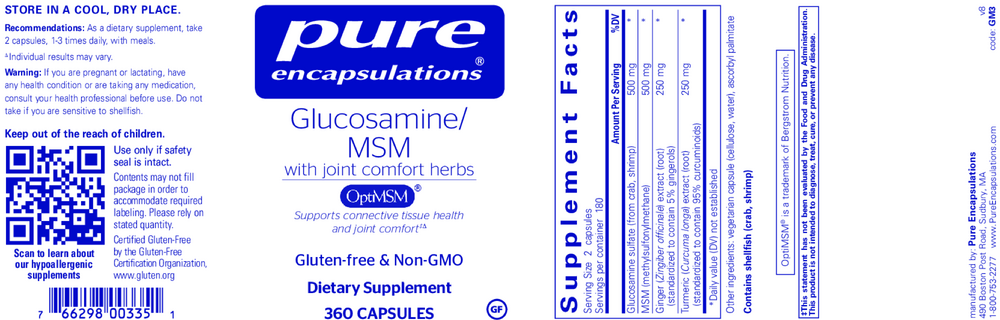 Product image for Glucosamine MSM w/joint comfort herbs*.