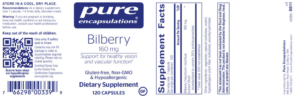 Product image for Bilberry 160mg.