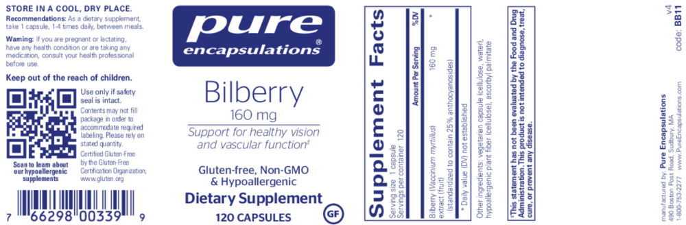 Product image for Bilberry 160mg.