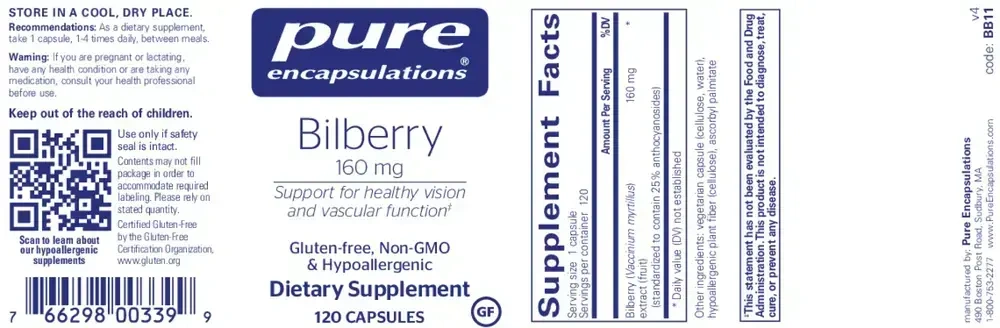 Product image for Bilberry 160mg.