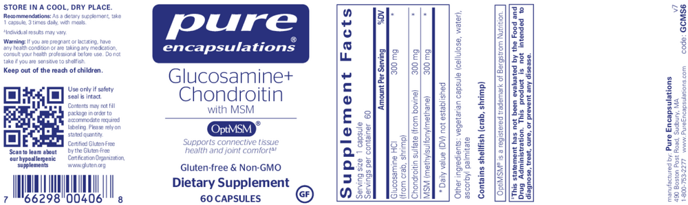 Product image for Glucosamine Chondroitin W/ MSM.