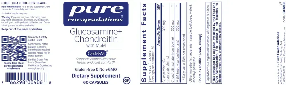 Product image for Glucosamine Chondroitin W/ MSM.